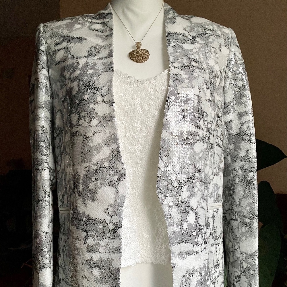 NWT DVF Paulette Marble Sequin Evening Jacket Elegant Cocktail Christmas Jacket